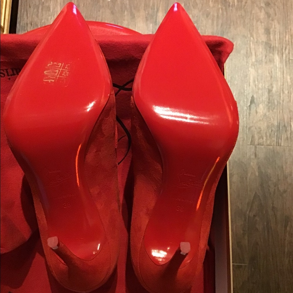 Christian Louboutin TRINIBOOT 100 Red Suede Ankle